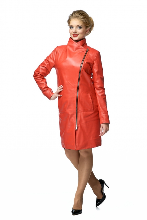 Женское кожаное пальто из натуральной кожи с воротником 8005737