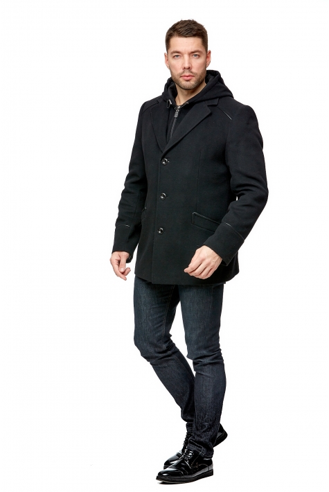 Мужское пальто из текстиля с капюшоном 8017316