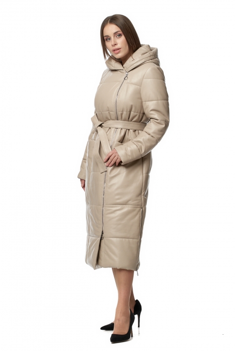Женское кожаное пальто из натуральной кожи с капюшоном 8019210